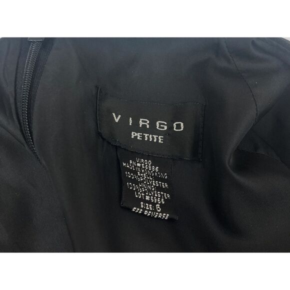 Virgo Dress 6P Petite Black Scallop Neck Sheath Cap Sleeve Cocktail Bodycon ✨ - Picture 13 of 14